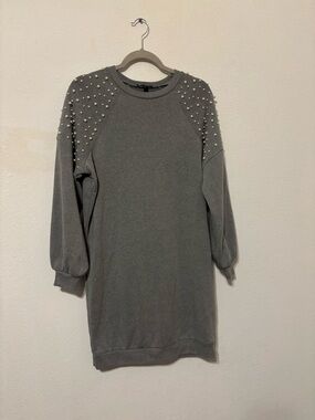 Express Gray Pullover Top with Embellished Shoulder Detail dress